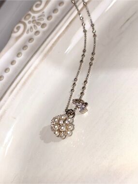 Unique Pearl Cluster Pendant Necklace - Coffee Gold